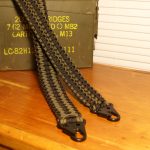 Two point paracord gun sling. Primary color od green. Secondary black. Double cobra weave. HK hooks.