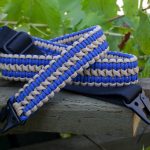Two point paracord rifle sling. Primary color royal blue. Secondary color tan. Double cobra weave. HK hooks.