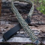 Two point paracord gun sling. Primary color woodland camo. Secondary color od green. King cobra weave. TOC quick disconnect swivels.